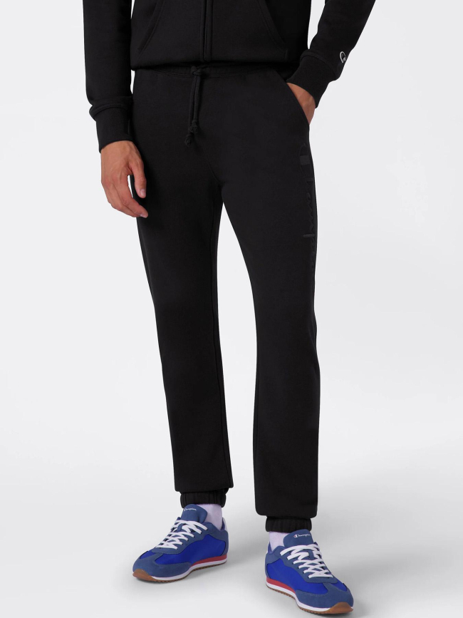 Pantalon jogging à logo brodé vertical noir homme - Champion