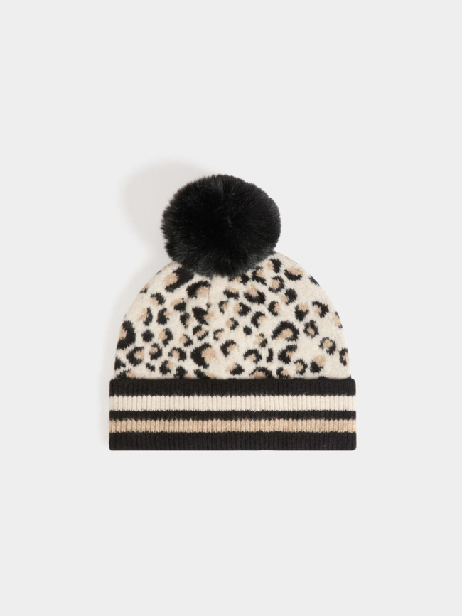Bonnet imprimé léopard multicolore femme - Morgan