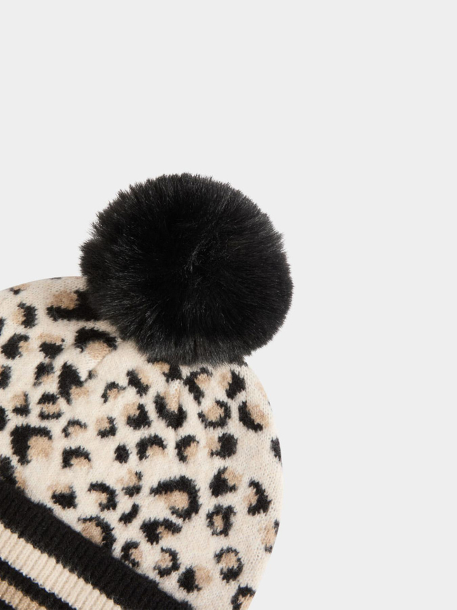 Bonnet imprimé léopard multicolore femme - Morgan