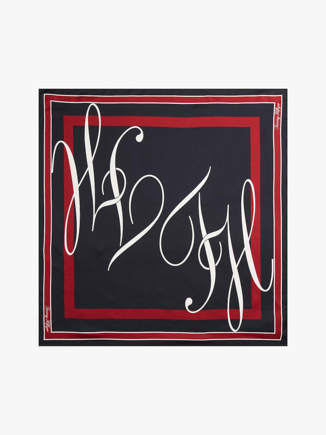 Foulard carré héritage noir et rouge femme - Tommy Hilfiger