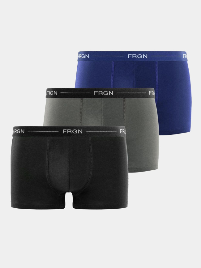 Pack de 3 boxers en coton bleu noir et gris homme - Freegun