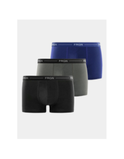 Pack de 3 boxers en coton bleu noir et gris homme - Freegun