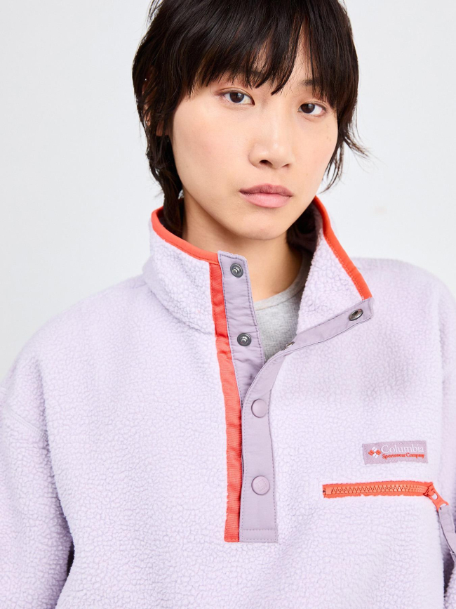 Polaire sherpa court semi boutonnée helvetia violet femme - Columbia