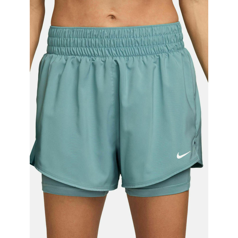 Short de sport one 2-en-1 taille haute vert femme - Nike
