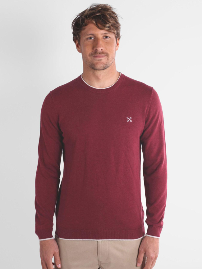 Pull essentiel à col rond peroni bordeaux homme - Oxbow