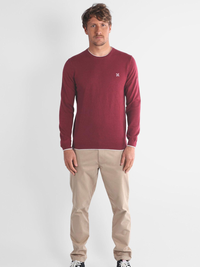 Pull essentiel à col rond peroni bordeaux homme - Oxbow