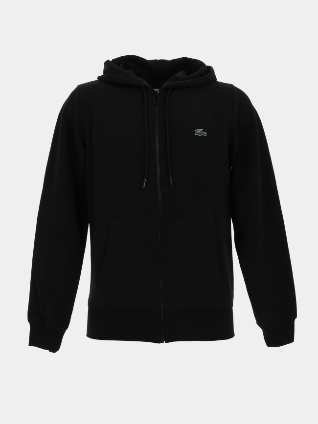 Sweat à capuche zippé noir homme - Lacoste