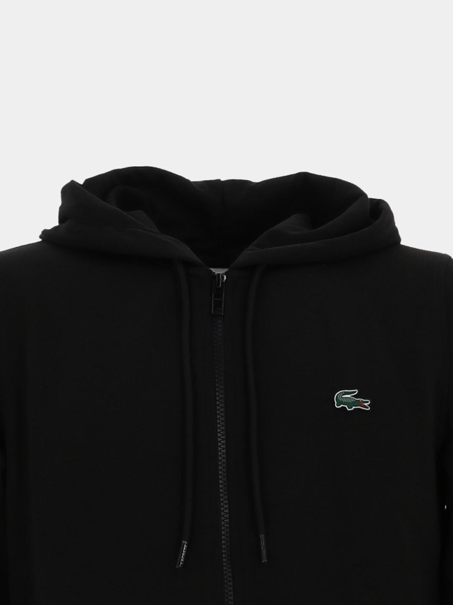 Sweat à capuche zippé noir homme - Lacoste
