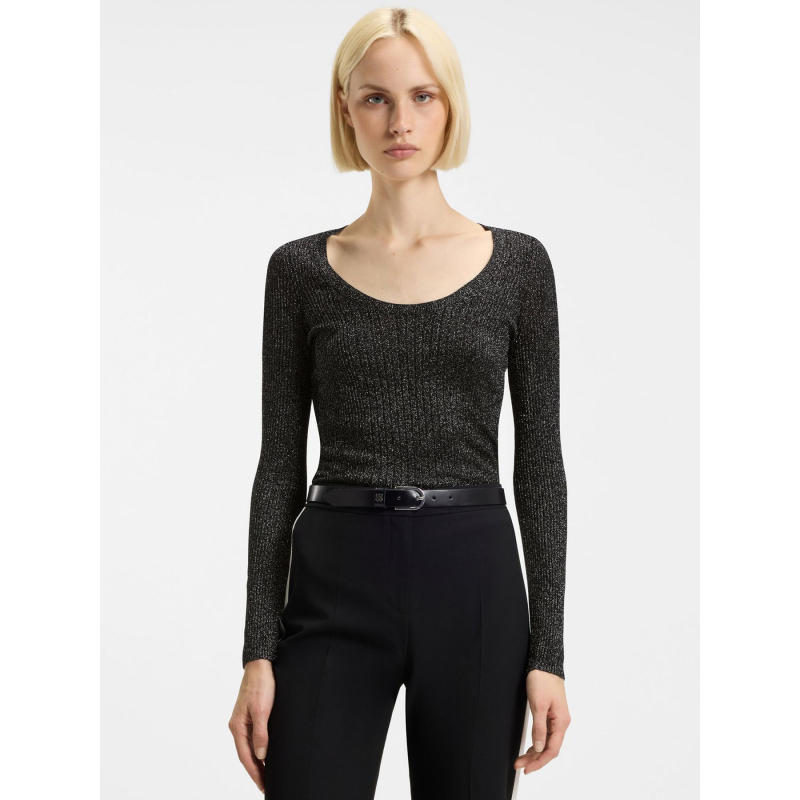 Top manches longues pailleté sunessiny noir femme - Hugo