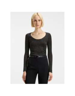 Top manches longues pailleté sunessiny noir femme - Hugo