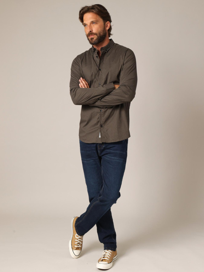 Chemise imprimée bogart kaki homme - Deeluxe