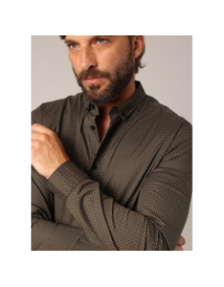 Chemise imprimée bogart kaki homme - Deeluxe