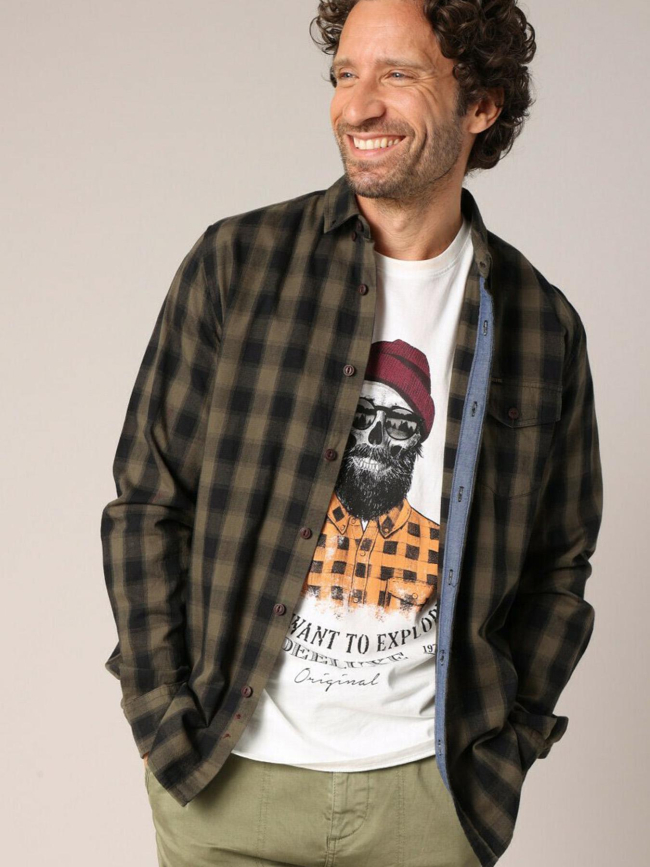 Chemise à carreaux pieter coffee marron homme - Deeluxe