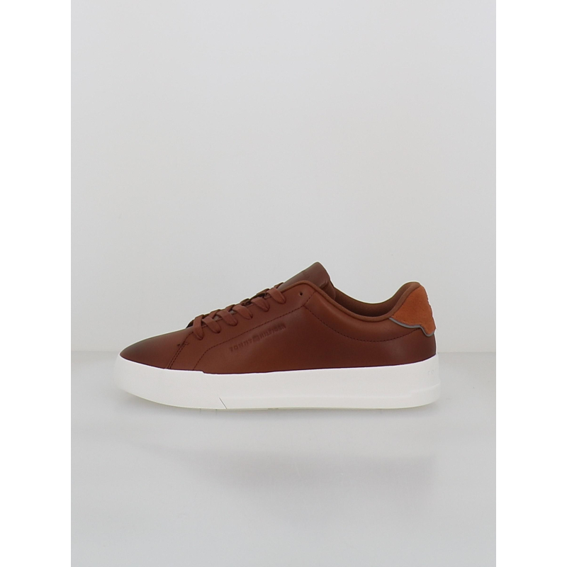 Baskets en cuir court cognac marron homme - Tommy Hilfiger