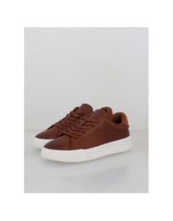 Baskets en cuir court cognac marron homme - Tommy Hilfiger