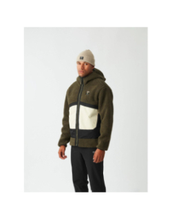 Sweat à capuche zippée polaire sherpa pmbton kaki homme - Picture