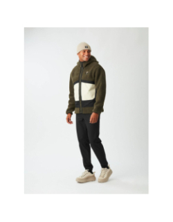Sweat à capuche zippée polaire sherpa pmbton kaki homme - Picture