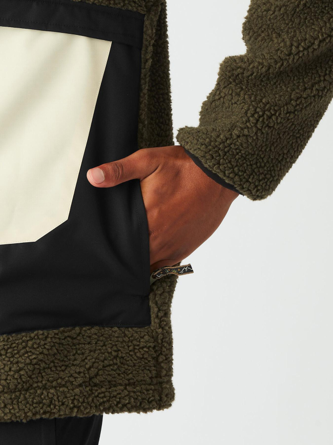 Sweat à capuche zippée polaire sherpa pmbton kaki homme - Picture