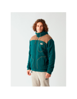 Sweat à capuche zippée fourré sherpa vert homme - Picture