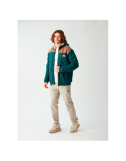 Sweat à capuche zippée fourré sherpa vert homme - Picture