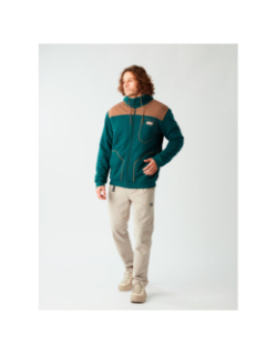 Sweat à capuche zippée fourré sherpa vert homme - Picture