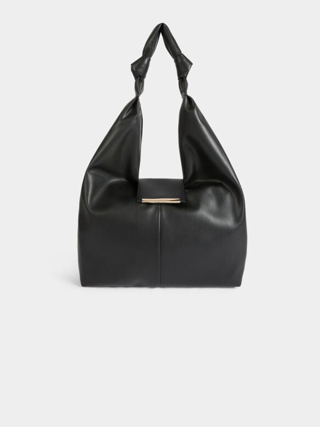 Sac demi-lune à noeuds noir femme - Morgan