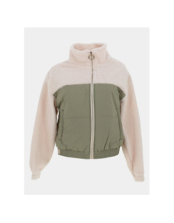Veste polaire bi-matière adèle kaki et beige femme - Happy & So