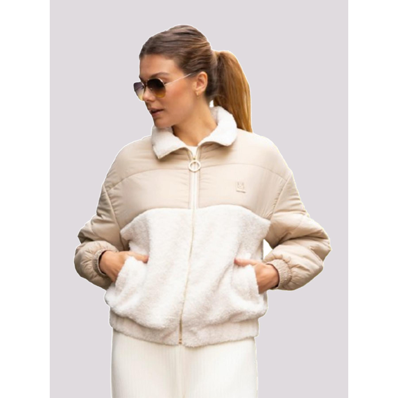 Veste polaire bi-matière adèle beige femme - Happy & So
