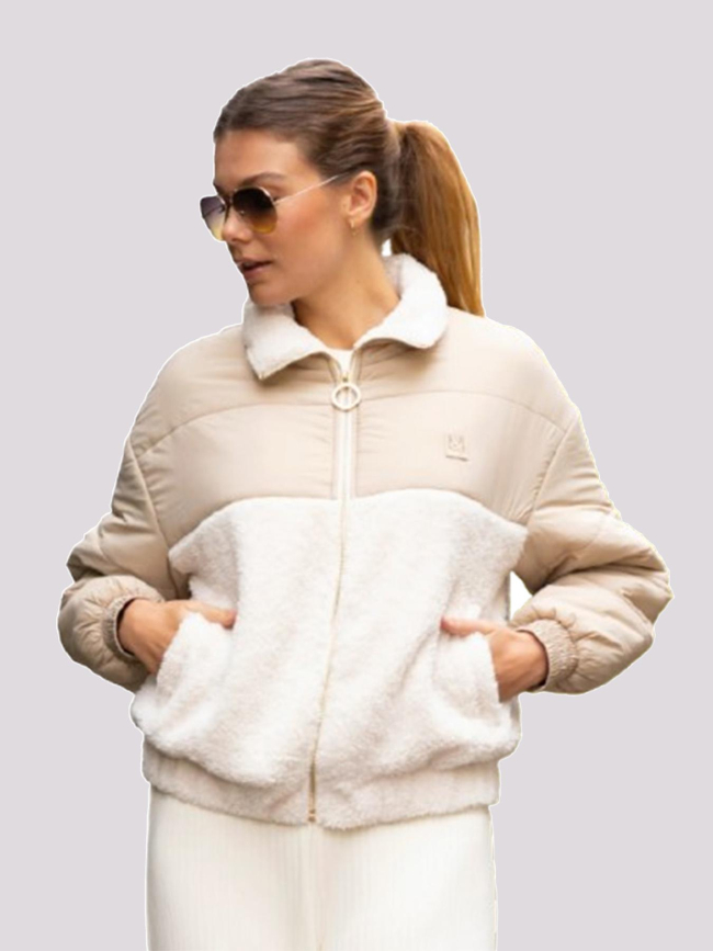 Veste polaire bi-matière adèle beige femme - Happy & So