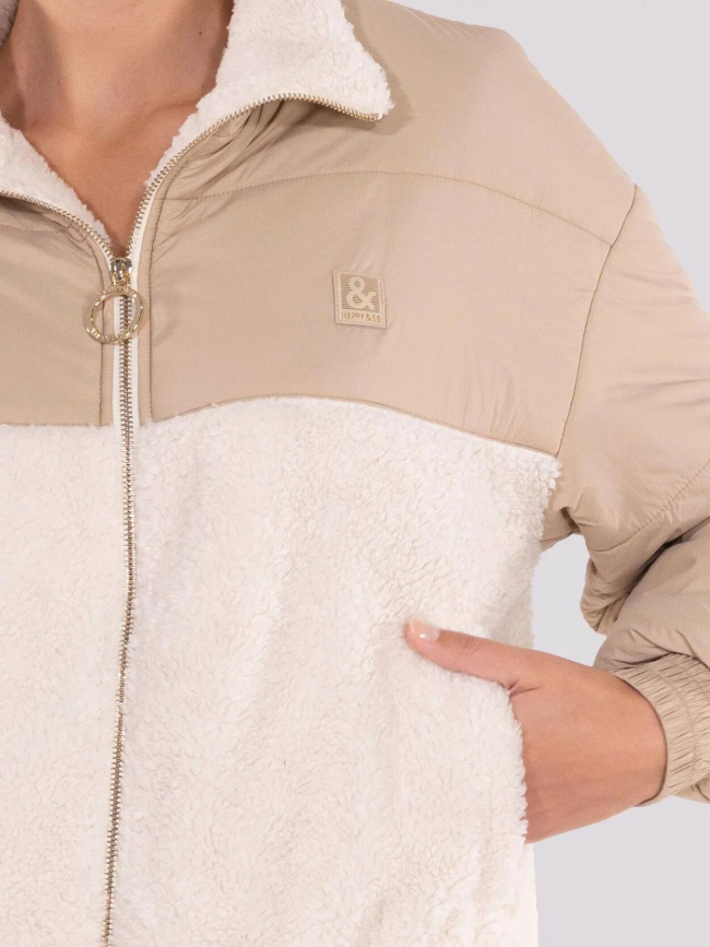 Veste polaire bi-matière adèle beige femme - Happy & So
