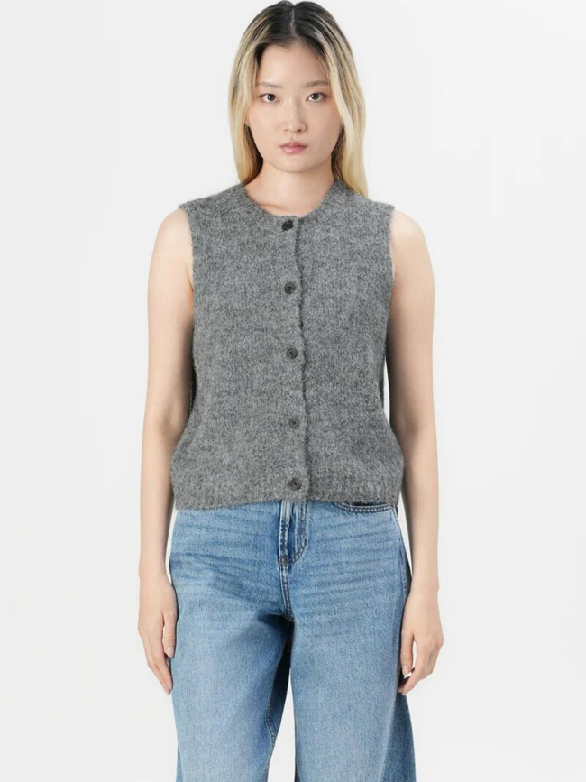 Gilet cardigan sans manche novah gris femme - Vero Moda