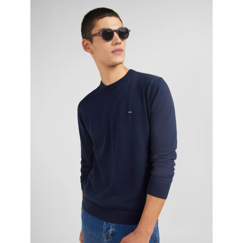 Pull col rond en coton épais bleu marine homme - Eden Park