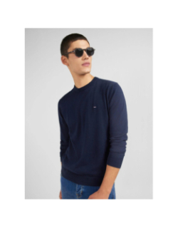 Pull col rond en coton épais bleu marine homme - Eden Park