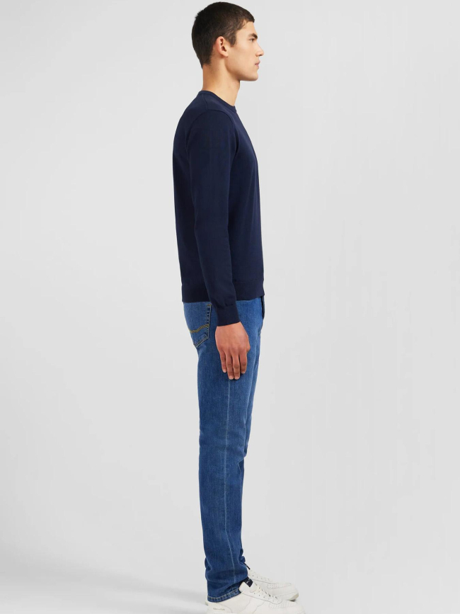 Pull col rond en coton épais bleu marine homme - Eden Park