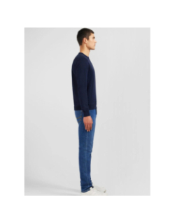 Pull col rond en coton épais bleu marine homme - Eden Park