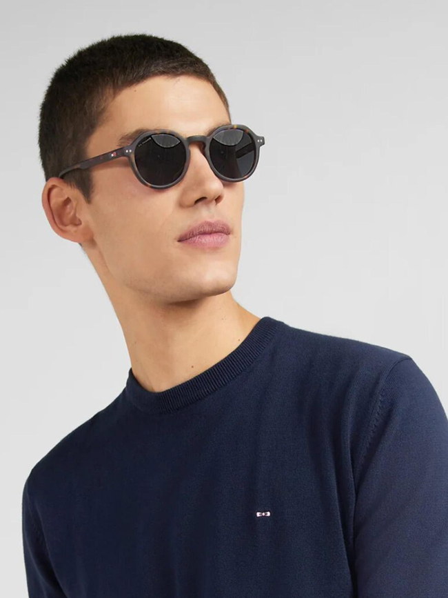 Pull col rond en coton épais bleu marine homme - Eden Park