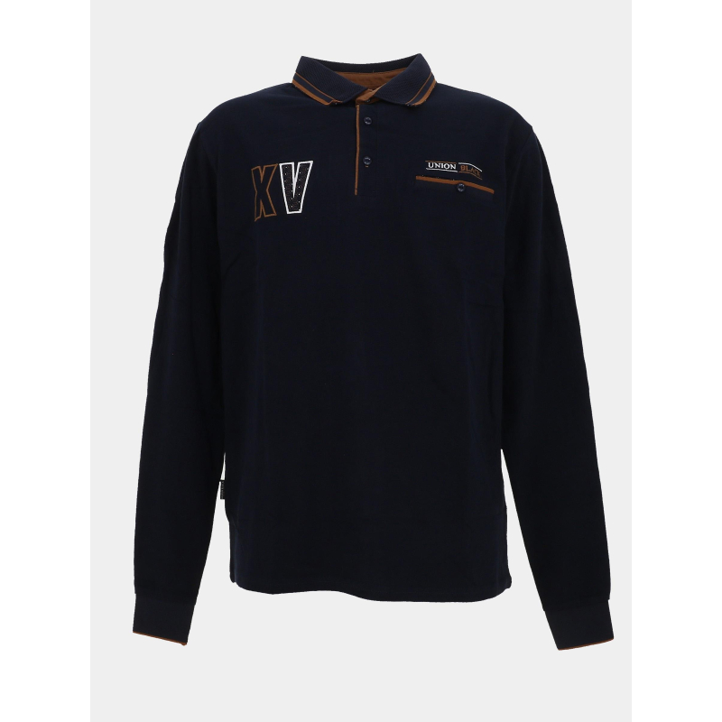 Polo à manches longues blitz bleu marine homme - Union Black