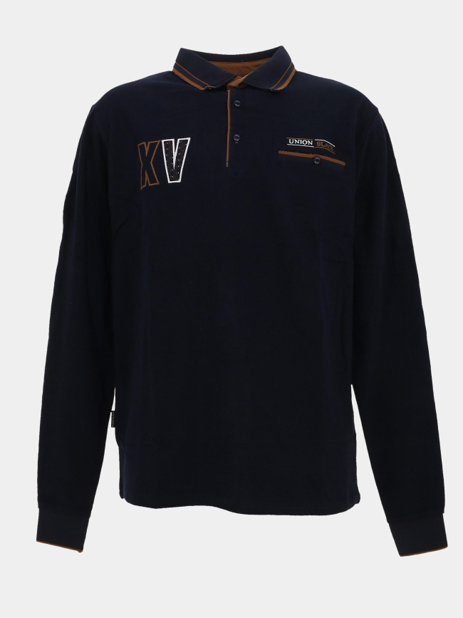 Polo à manches longues blitz bleu marine homme - Union Black