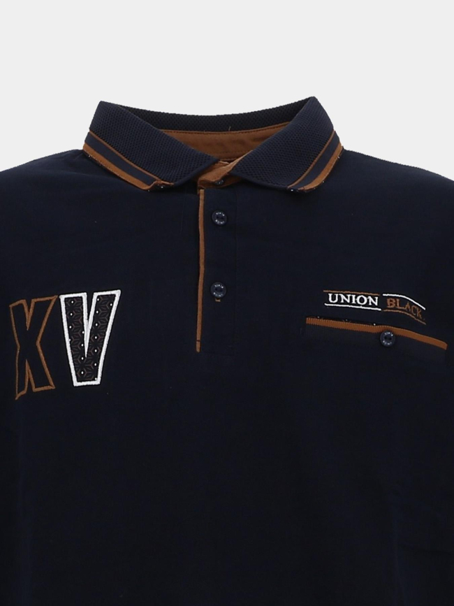 Polo à manches longues blitz bleu marine homme - Union Black