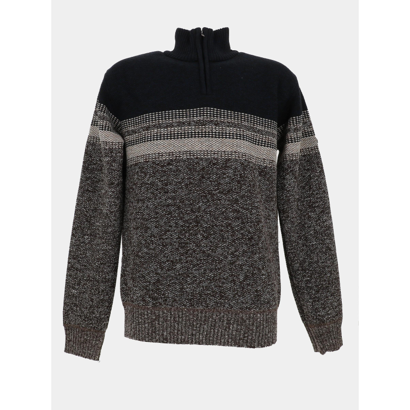 Pull à col zippé bleu marine et marron homme - RMS 26