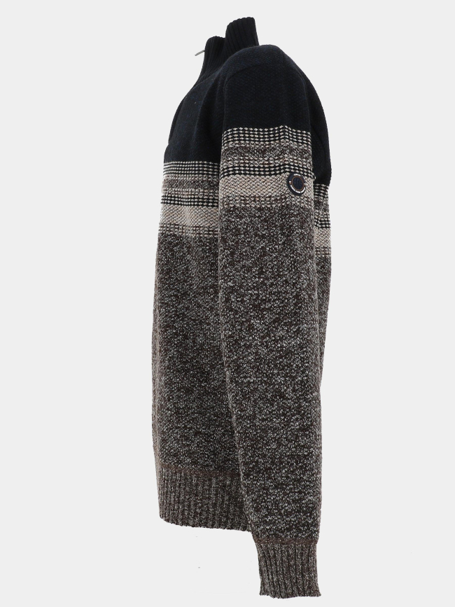 Pull à col zippé bleu marine et marron homme - RMS 26
