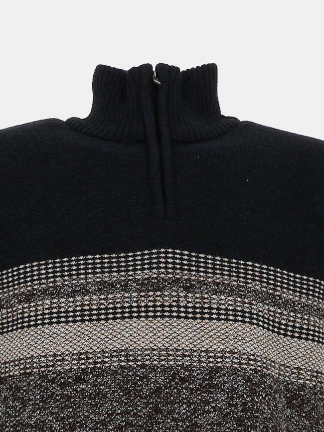 Pull à col zippé bleu marine et marron homme - RMS 26