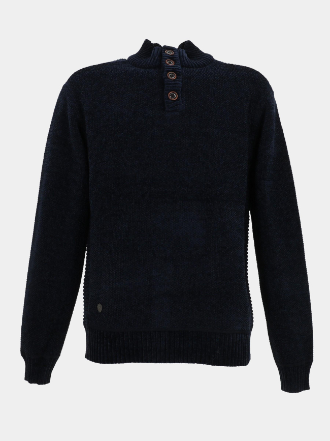 Pull à col boutonné intérieur bleu marine homme - RMS 26