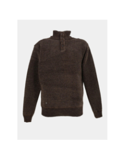 Pull à col boutonné intérieur polaire marron homme - RMS 26