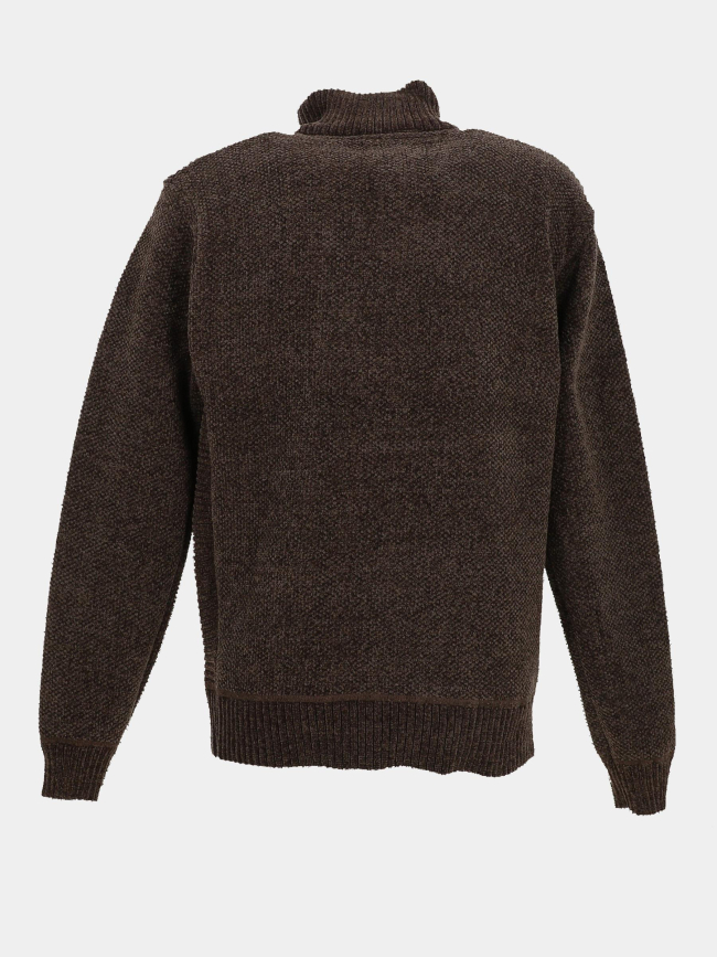 Pull à col boutonné intérieur polaire marron homme - RMS 26