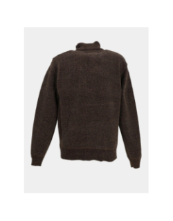 Pull à col boutonné intérieur polaire marron homme - RMS 26