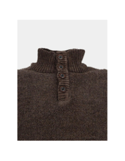Pull à col boutonné intérieur polaire marron homme - RMS 26