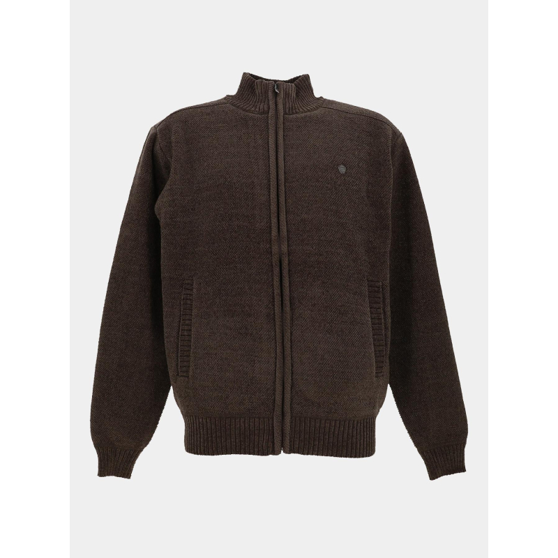 Gilet zippé chenille doublé sherpa marron homme - RMS 26