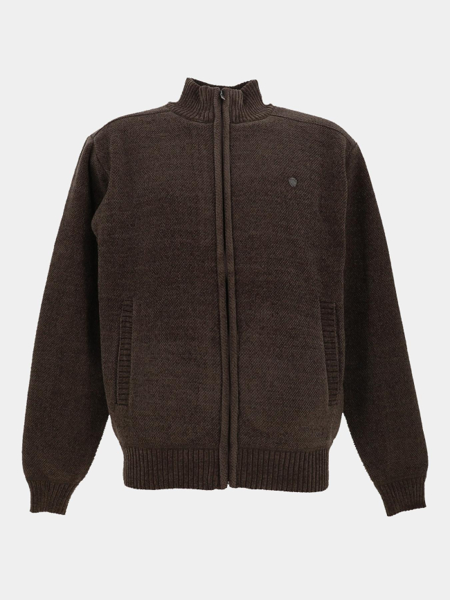 Gilet zippé chenille doublé sherpa marron homme - RMS 26