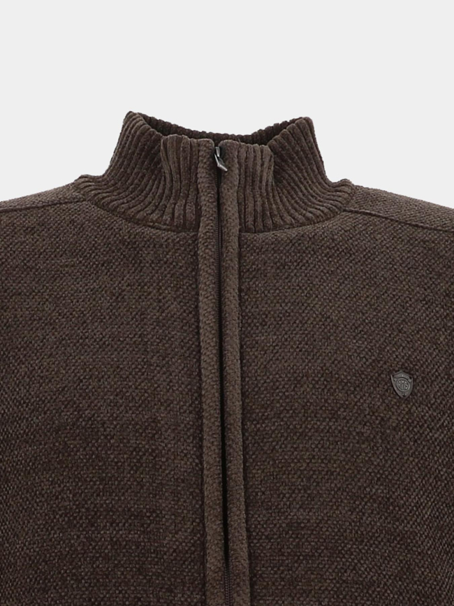 Gilet zippé chenille doublé sherpa marron homme - RMS 26
